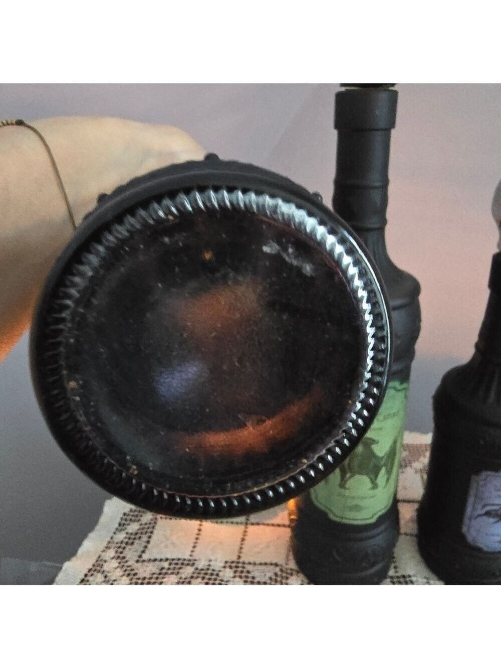 Three Black Glass Gothic Witch Tincture Potion Bottles With Skull Cork Stoppers - Picture 12 of 12